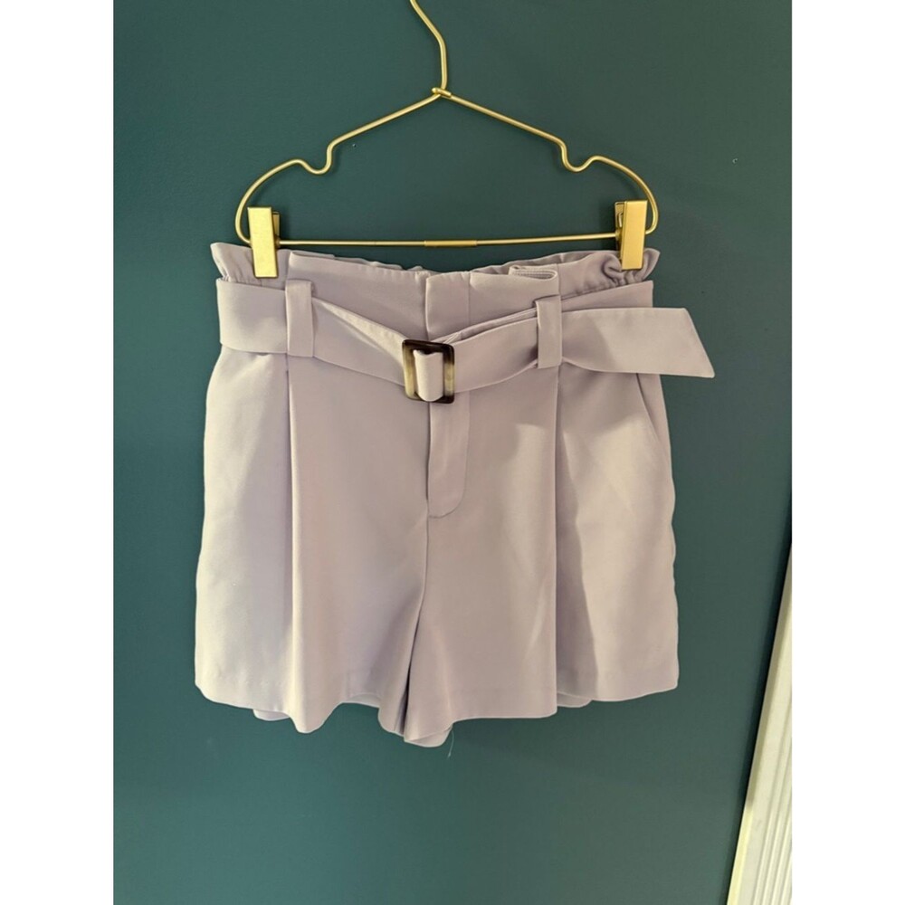Nine West High-Waist Lavender Paperbag Belted Women's Shorts